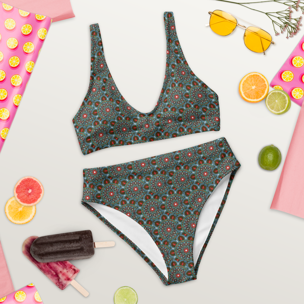 Everlee Mandala Art Recycled high-waisted bikini and bra