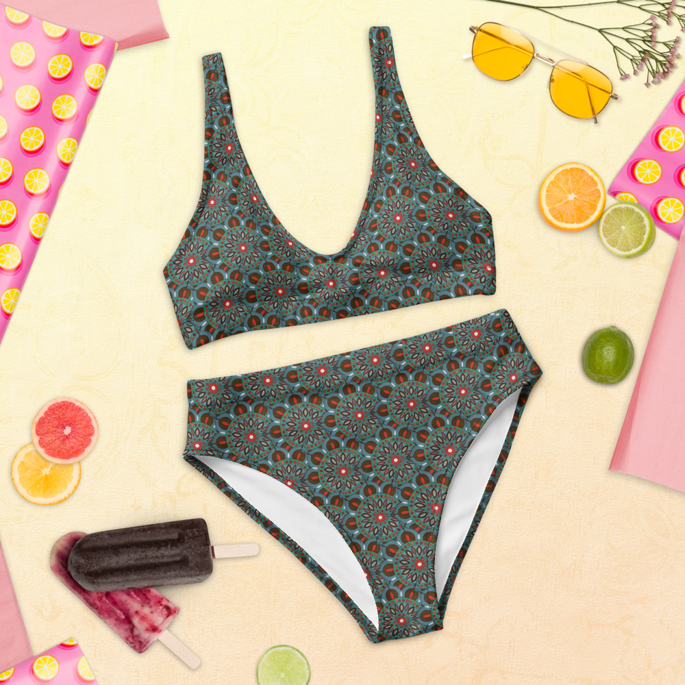 Everlee Mandala Art Recycled high-waisted bikini and bra
