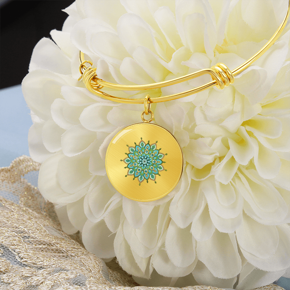 Mary Mandala Art Bangle with with Circle Pendant  by Infinite Hue