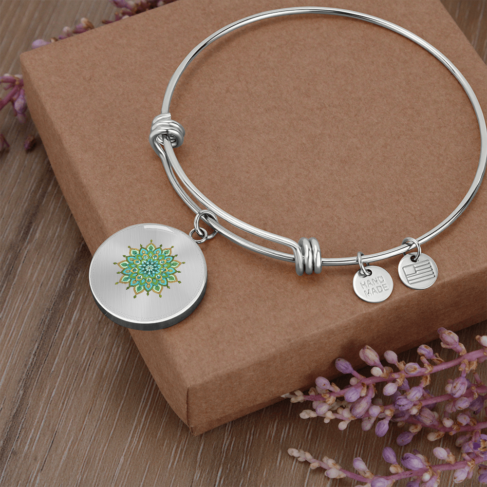 Mary Mandala Art Bangle with with Circle Pendant  by Infinite Hue