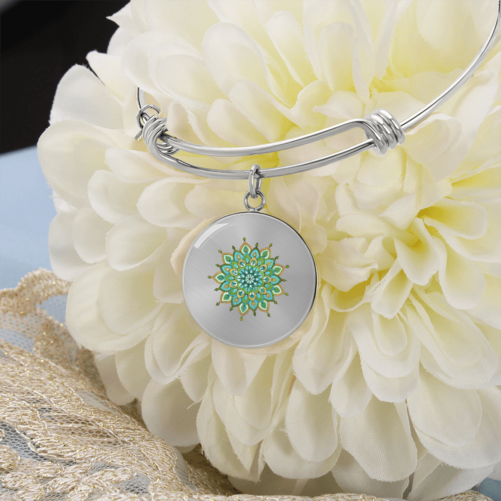 Mary Mandala Art Bangle with with Circle Pendant  by Infinite Hue